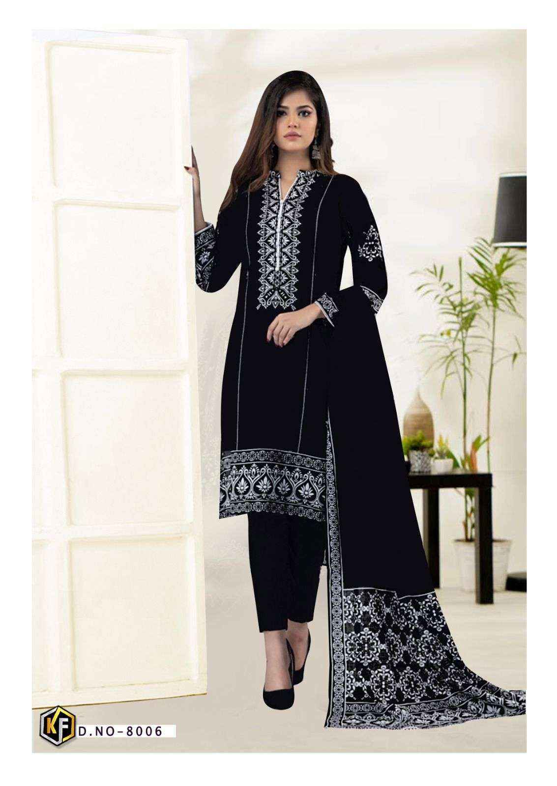 Keval Fab Roha Black & White Vol 8 Cotton Dress Material 6 pcs Catalogue