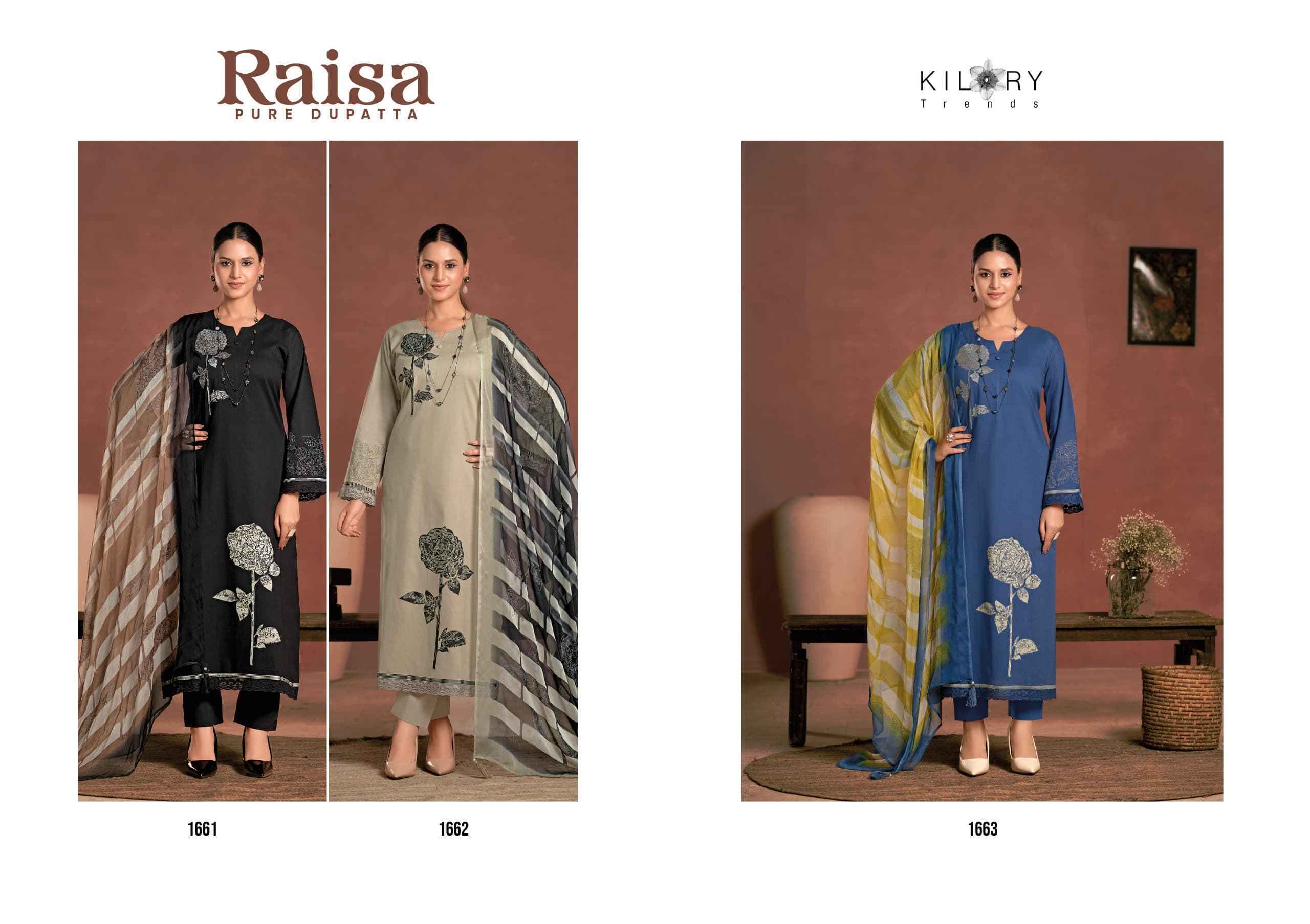 Kilory Trends Raisa Lawn Cotton Dress Material (3 pcs Catalogue)