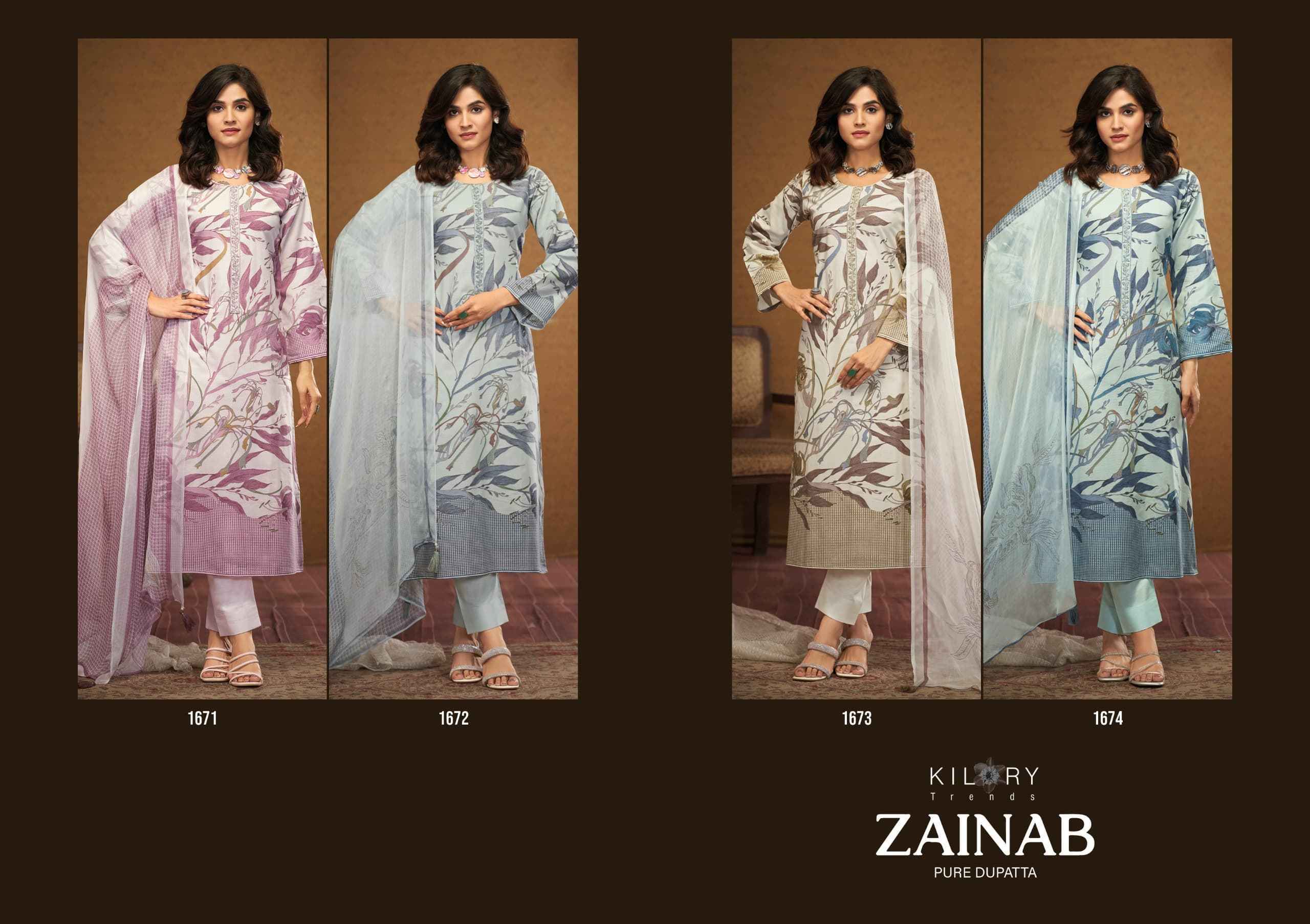 Kilory Trends Zainab Linene Cotton Dress Material (4 pcs Catalogue)