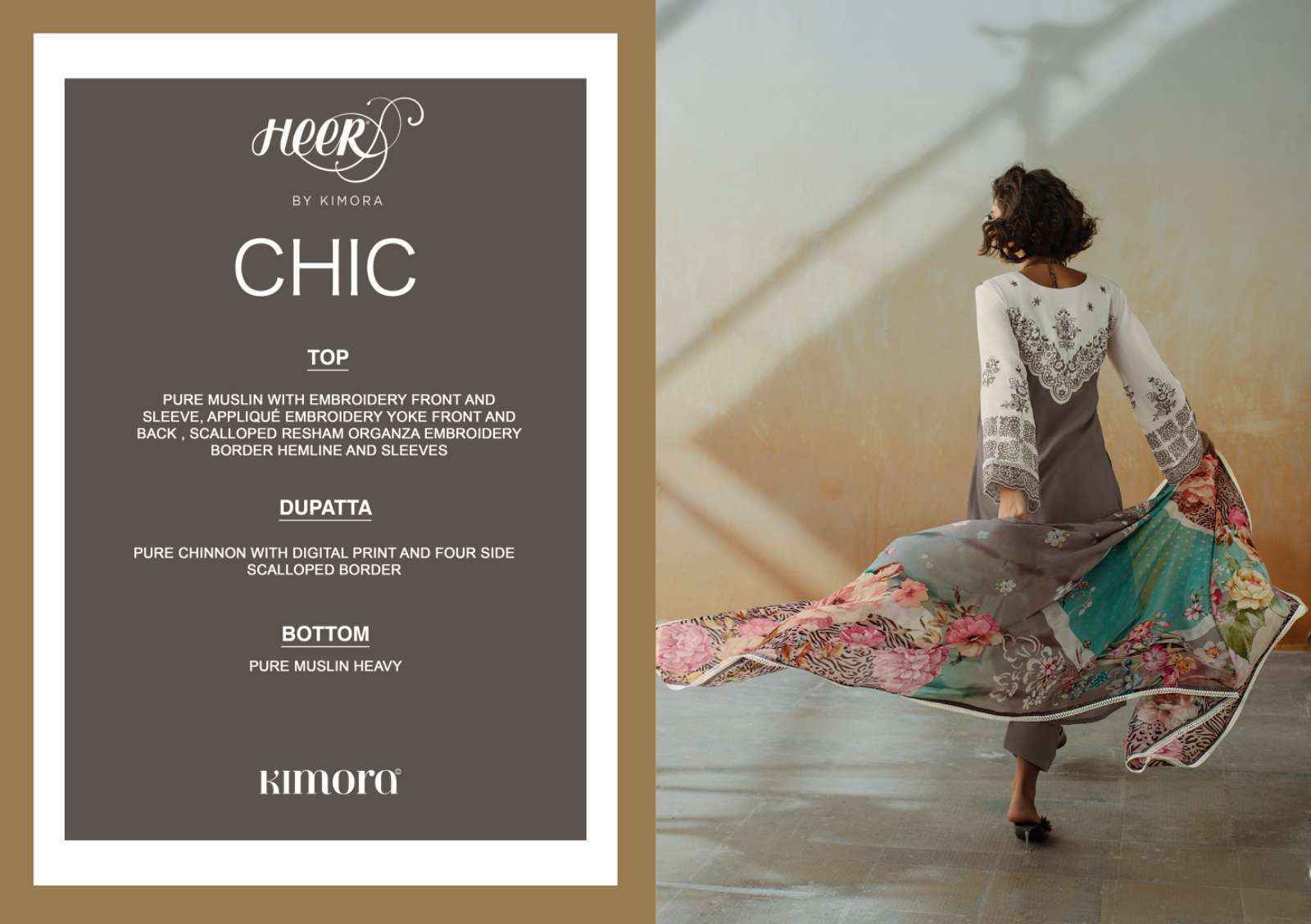 Kimora Heer Chic Vol-208 Musline Dress Material (6 pcs Catalogue)