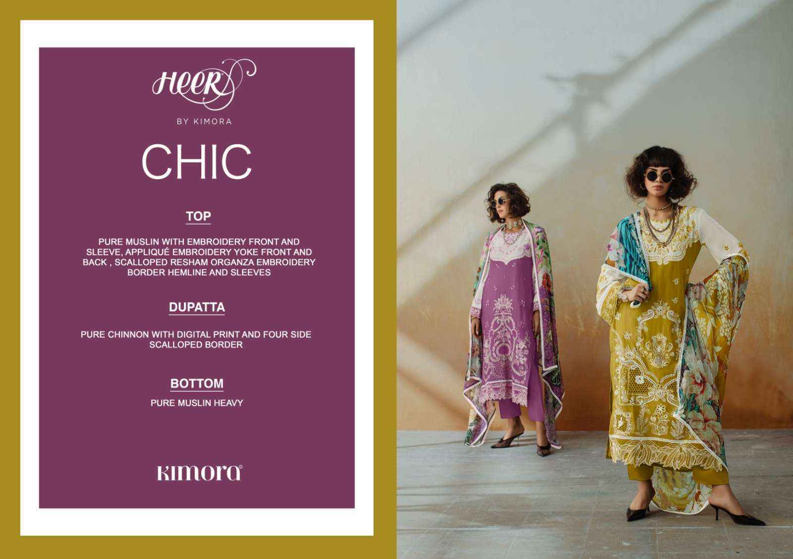 Kimora Heer Chic Vol-208 Musline Dress Material (6 pcs Catalogue)