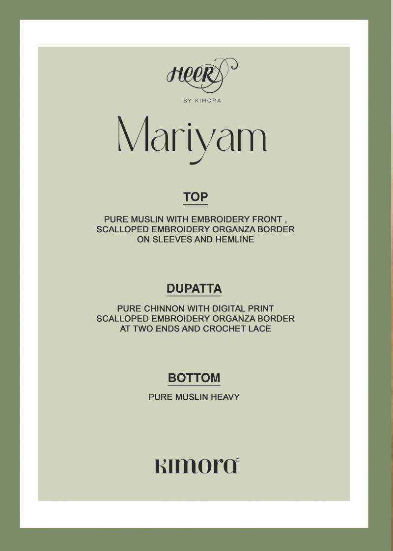 Kimora Heer Mariyam Musline Dress Material (6 pcs Catalogue)