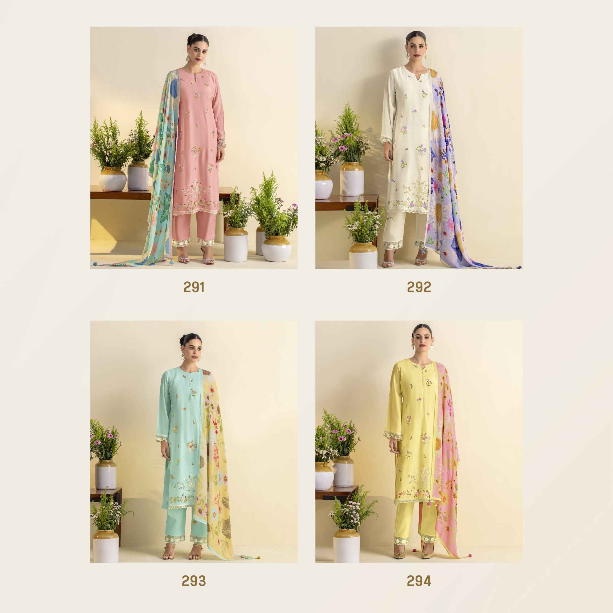 Kmora Sohni Surajmukhi Lawn Dress Material (4 pcs Catalogue)