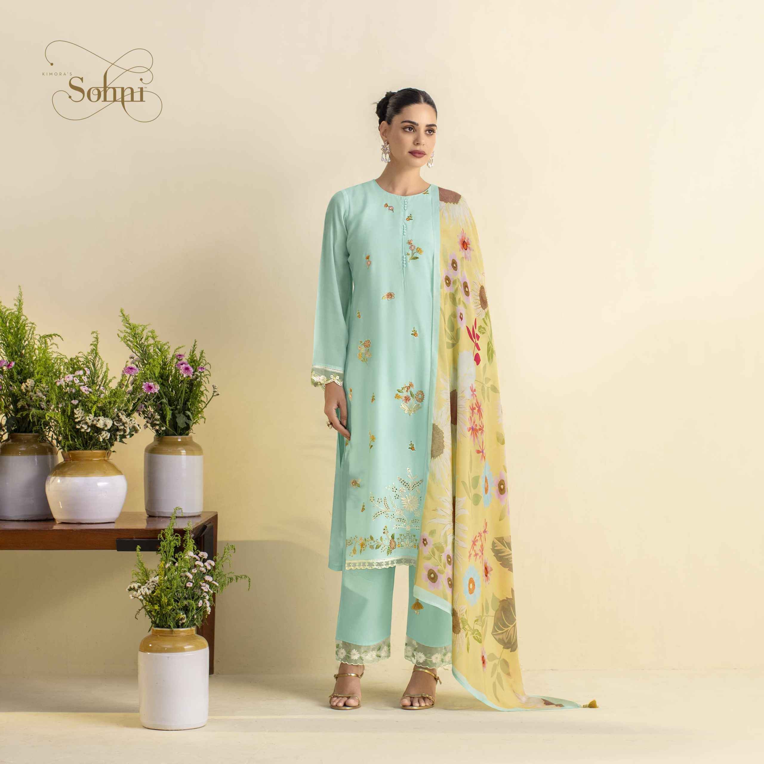 Kmora Sohni Surajmukhi Lawn Dress Material (4 pcs Catalogue)