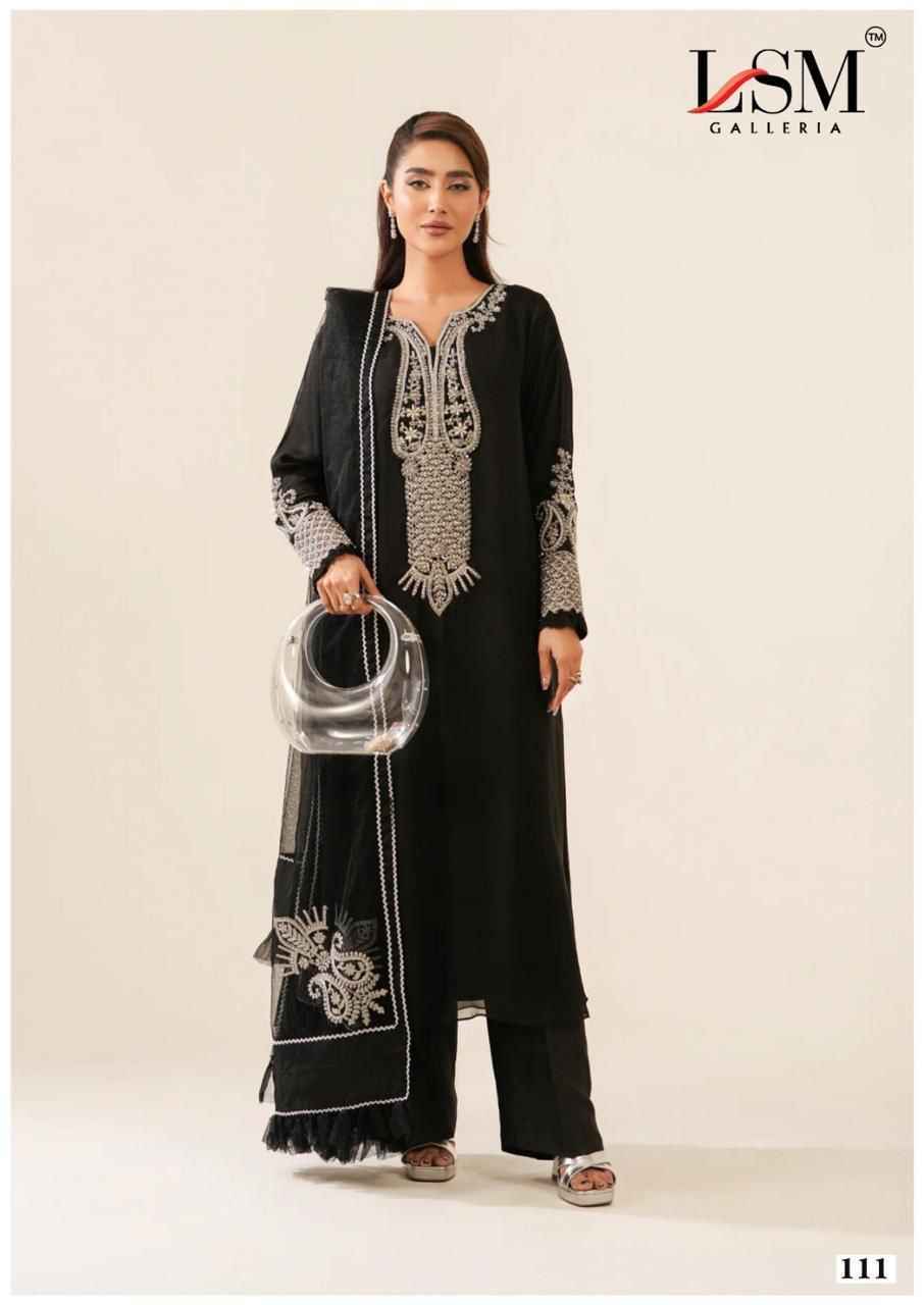 LSM Galleria Black & White Cotton Dress Material 6 pcs Catalogue