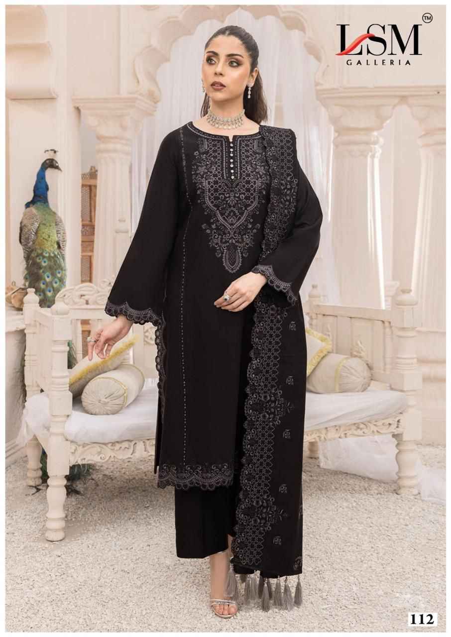 LSM Galleria Black & White Cotton Dress Material 6 pcs Catalogue