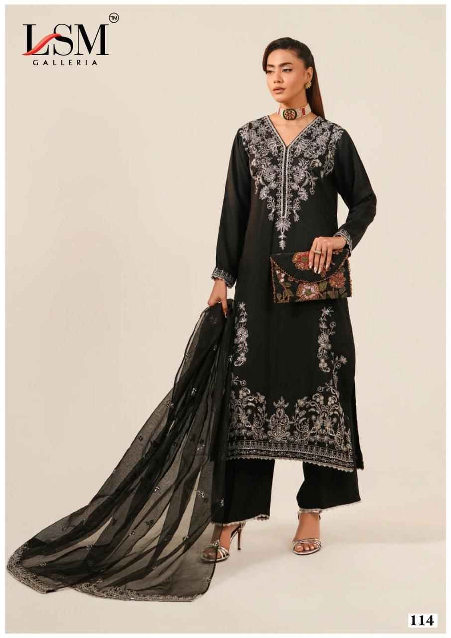 LSM Galleria Black & White Cotton Dress Material 6 pcs Catalogue