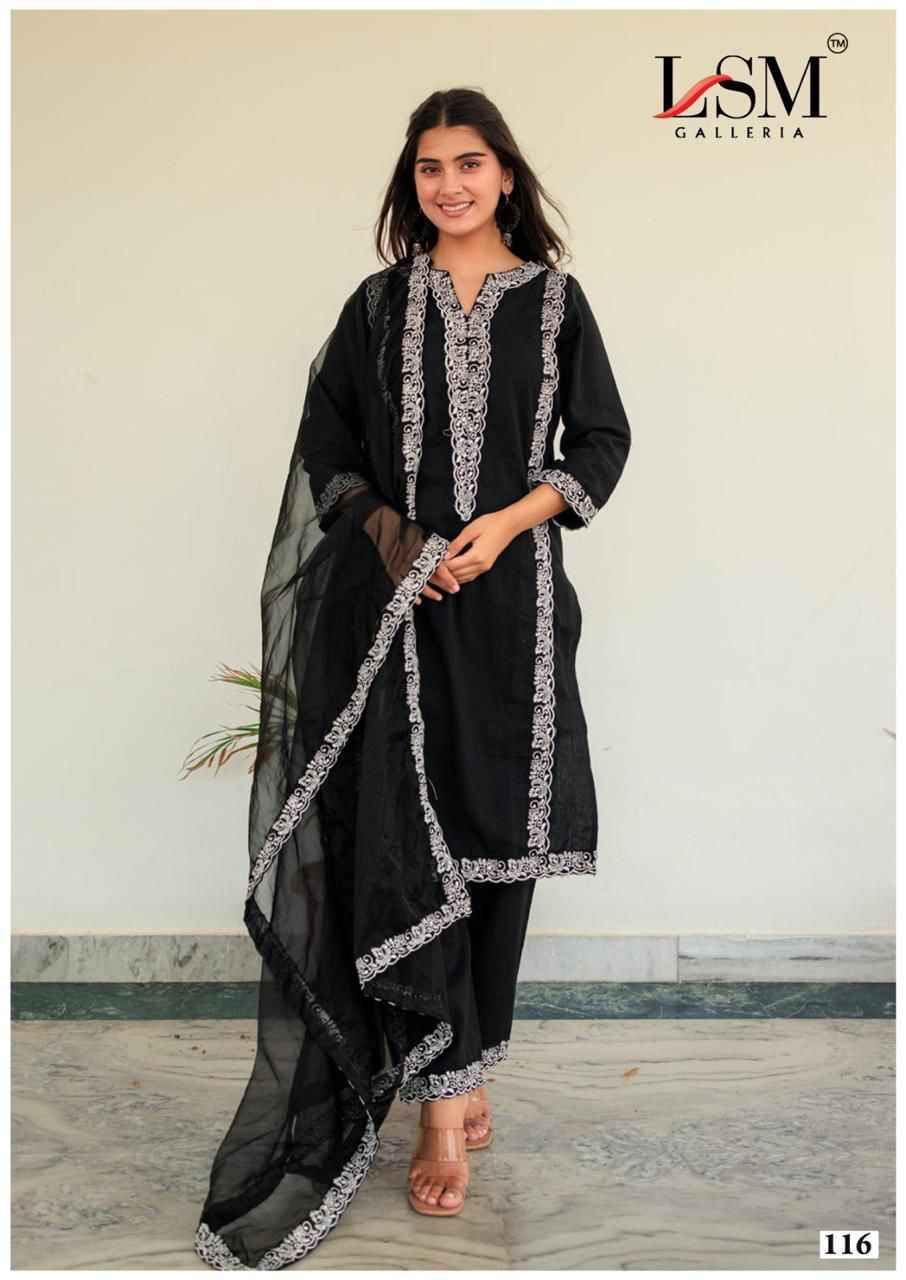 LSM Galleria Black & White Cotton Dress Material 6 pcs Catalogue