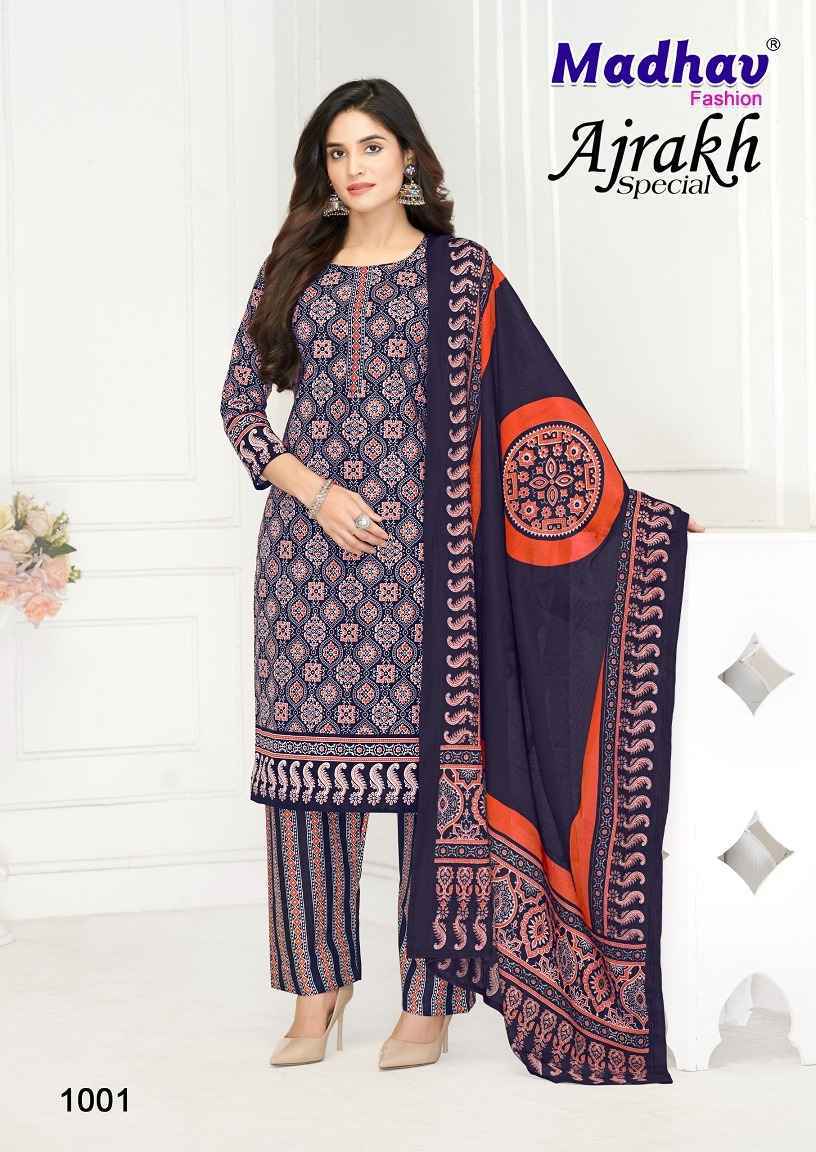 Madhav Fashion Ajrakh Special Cotton Dress Material 5 pcs Catalogue
