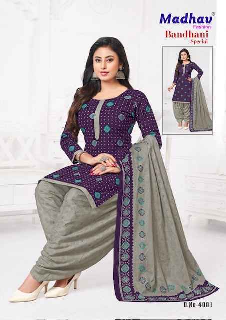 Madhav Fashion Bandhani Special Vol-4 Cotton Dress Material (10 pcs Catalogue)