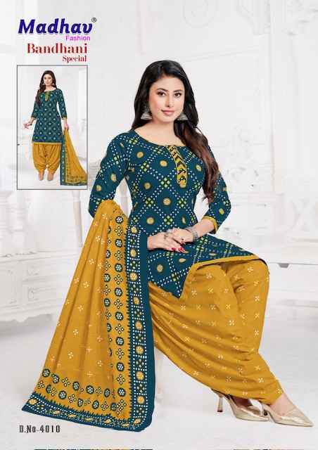Madhav Fashion Bandhani Special Vol-4 Cotton Dress Material (10 pcs Catalogue)
