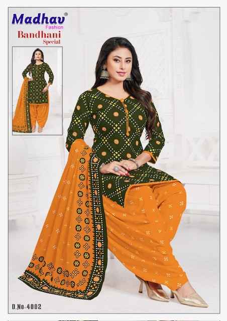 Madhav Fashion Bandhani Special Vol-4 Cotton Dress Material (10 pcs Catalogue)
