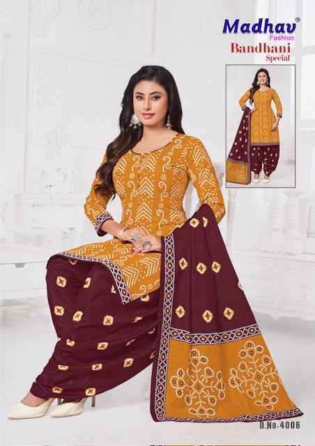 Madhav Fashion Bandhani Special Vol-4 Cotton Dress Material (10 pcs Catalogue)