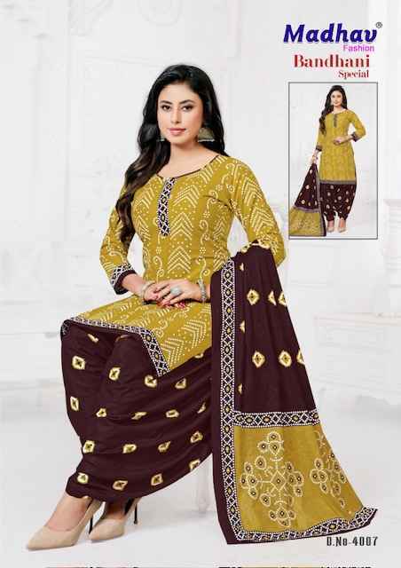 Madhav Fashion Bandhani Special Vol-4 Cotton Dress Material (10 pcs Catalogue)