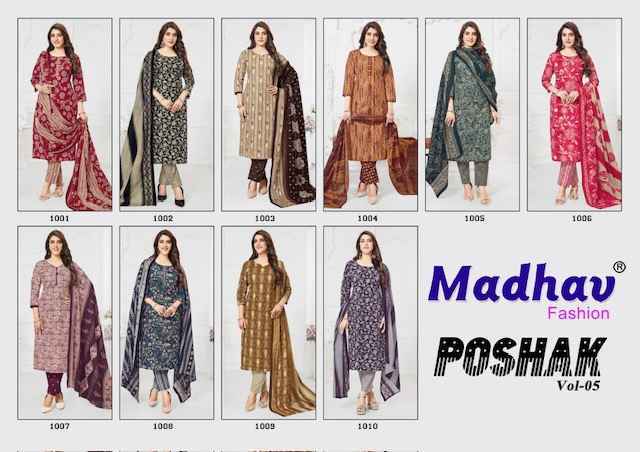 Madhav Fashion Poshak Vol 5 Cotton Dress Material 10 pcs Catalogue