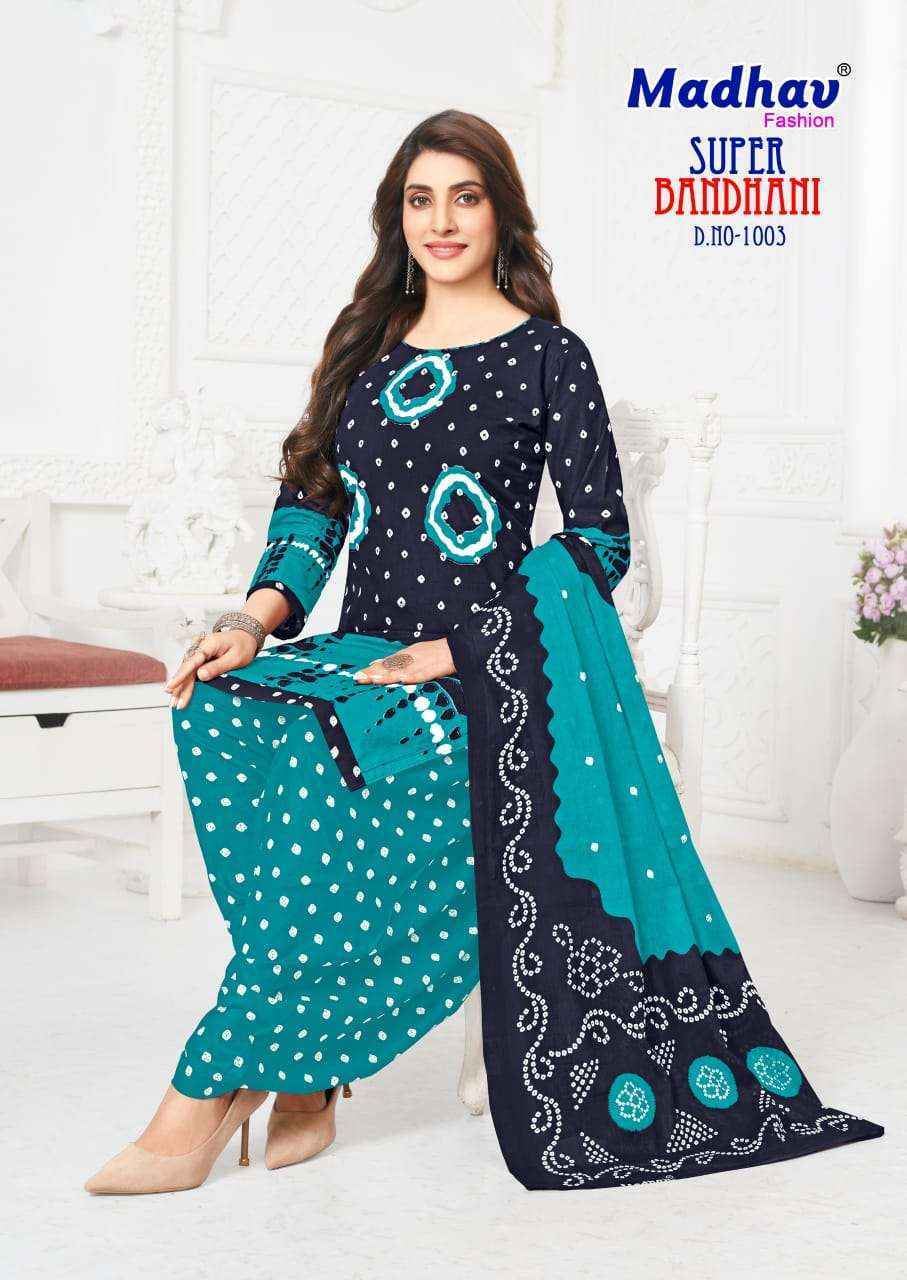 Madhav Fashion Super Bandhani Cotton Dress Material (5 Pc Catalog)