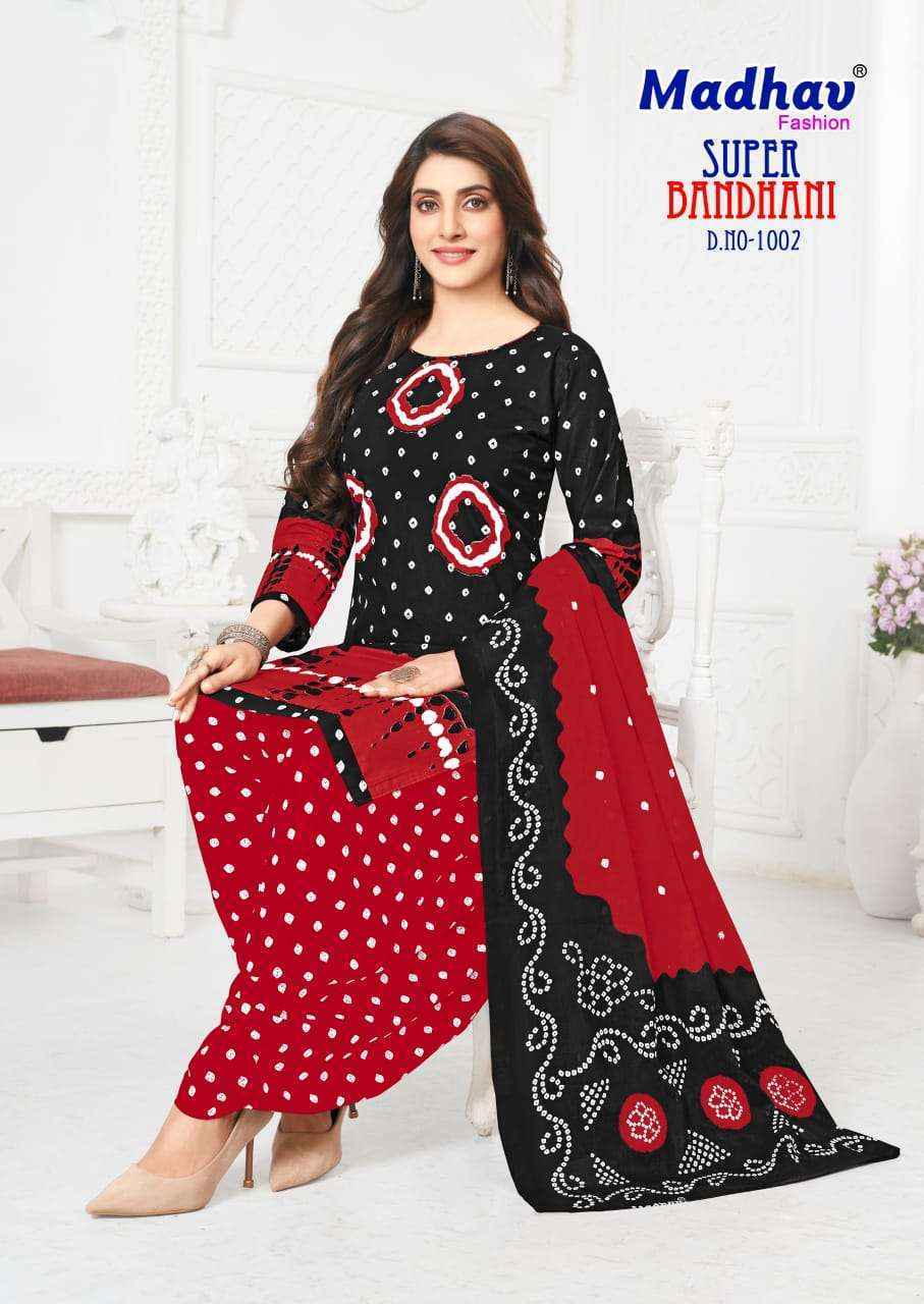 Madhav Fashion Super Bandhani Cotton Dress Material (5 Pc Catalog)