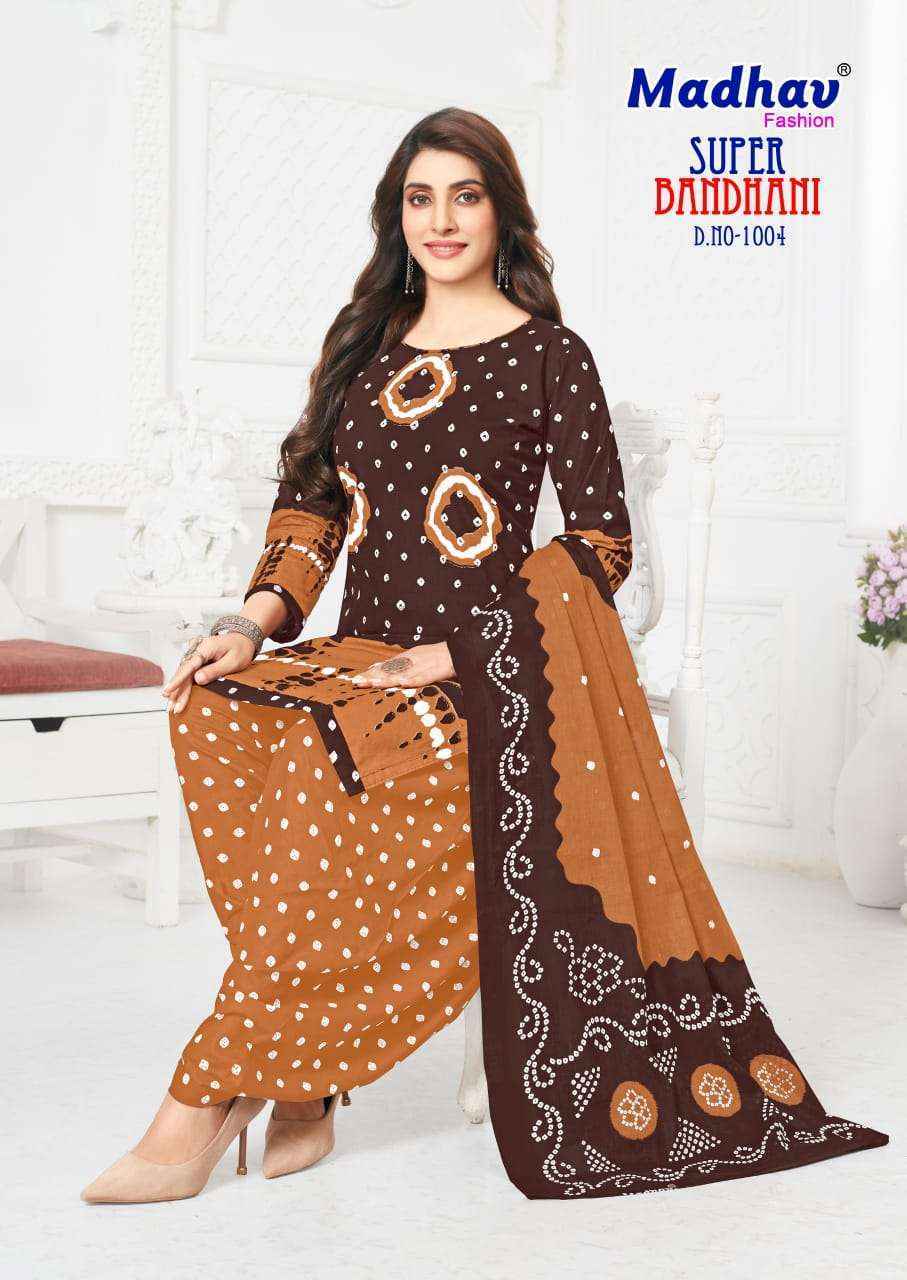 Madhav Fashion Super Bandhani Cotton Dress Material (5 Pc Catalog)