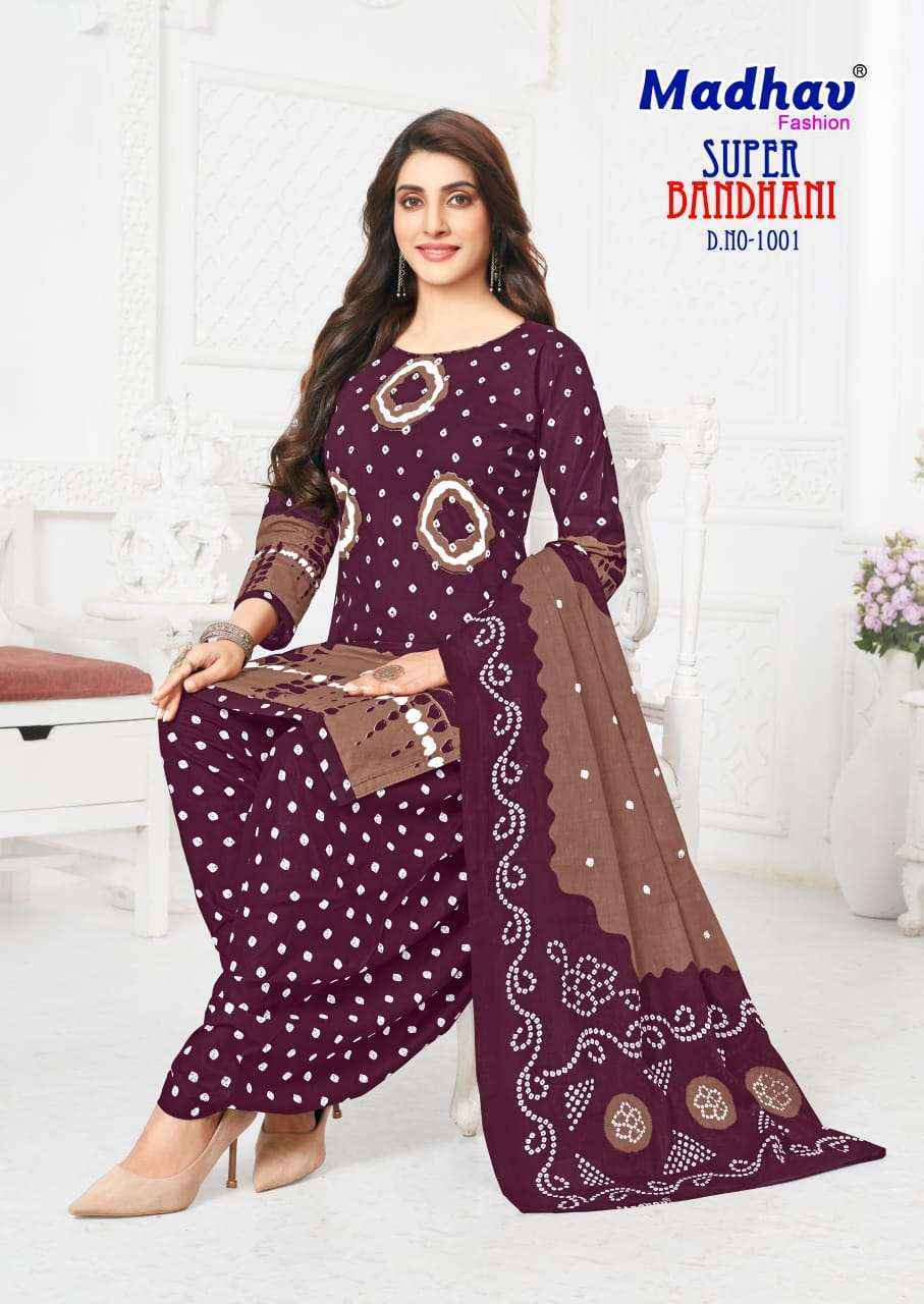 Madhav Fashion Super Bandhani Cotton Dress Material (5 Pc Catalog)