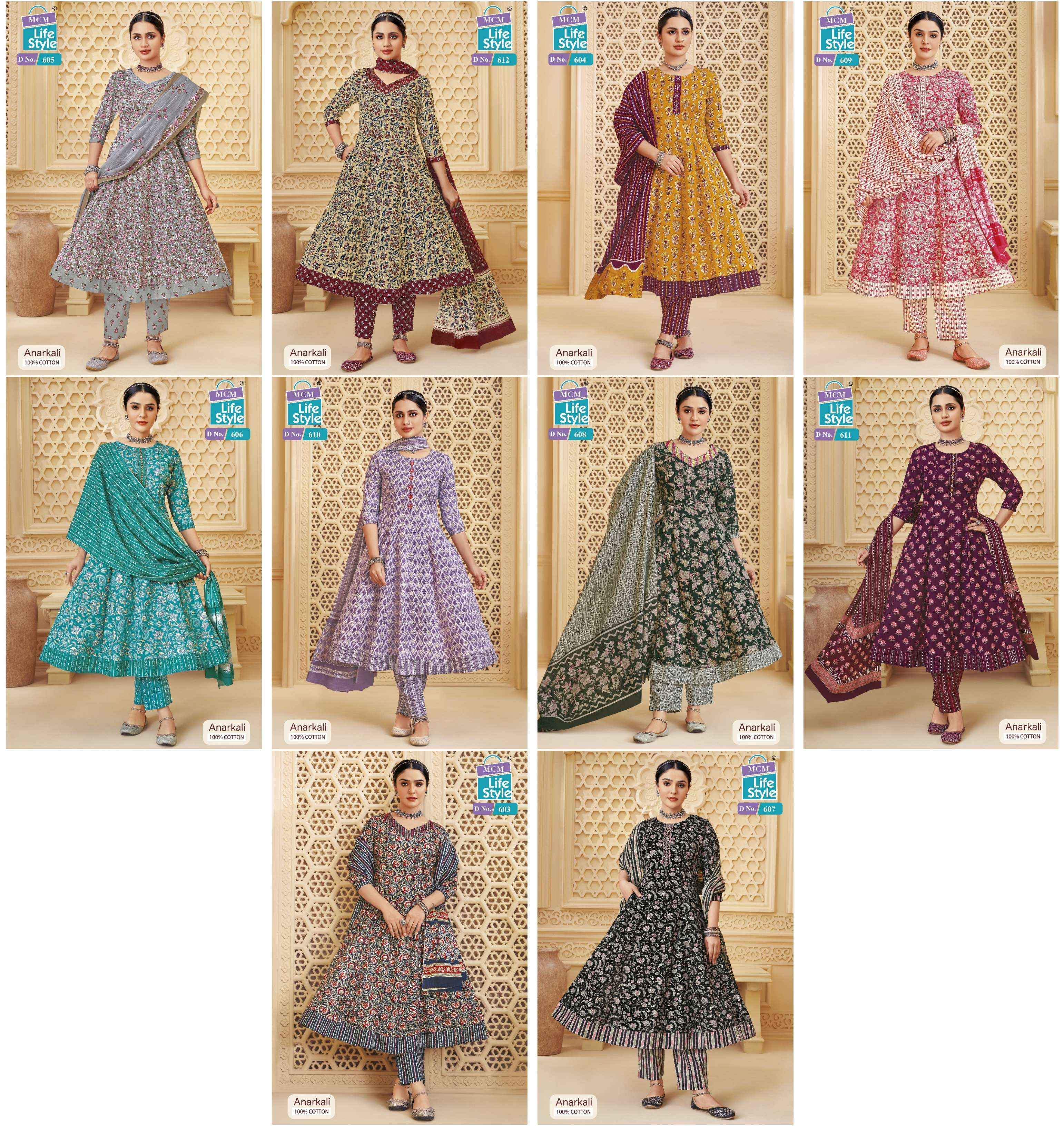 MCM Lifestyle Anarkali Vol 6 Cotton Kurti Combo 10 pcs Catalogue