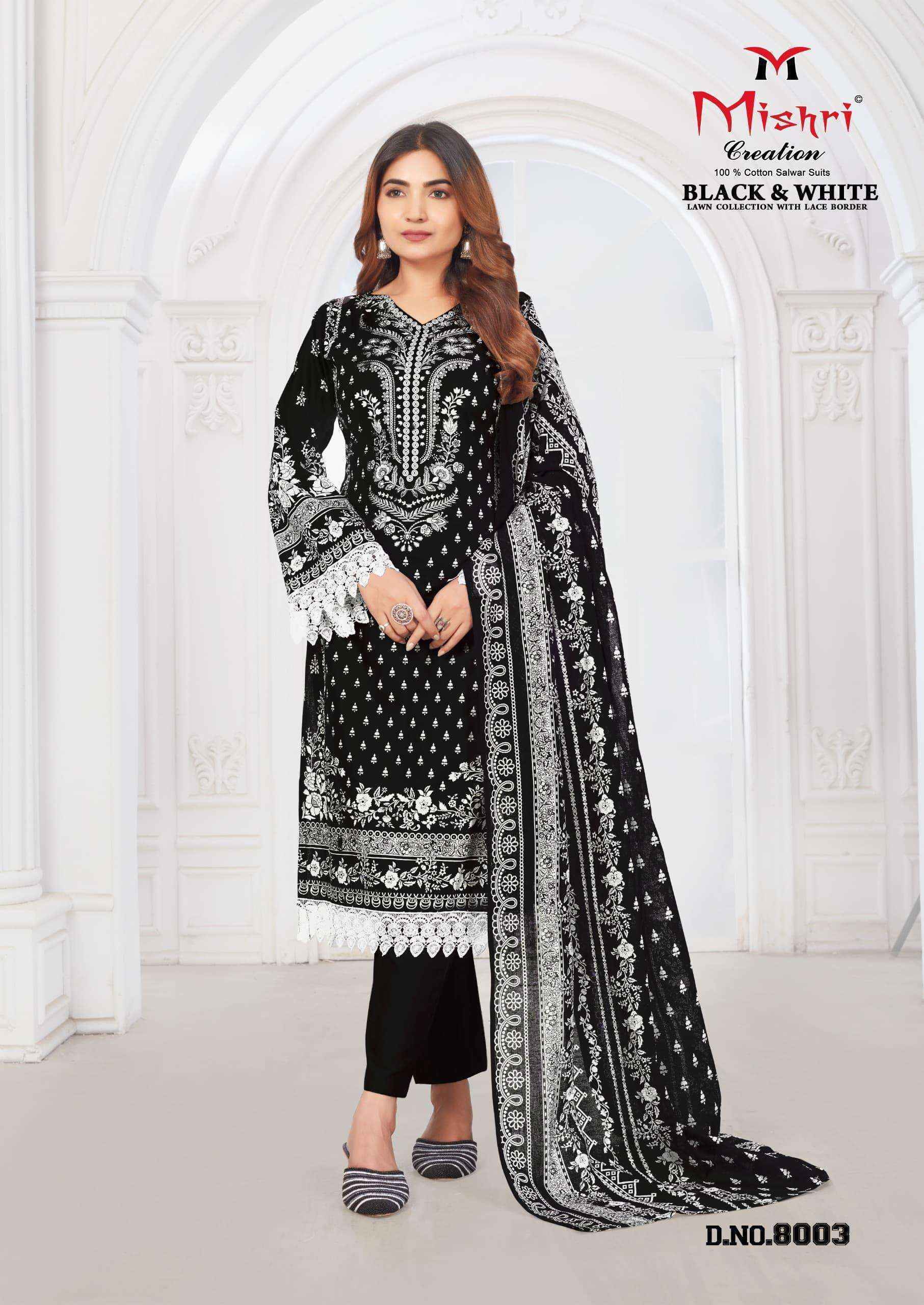 Mishri Creation Black & White Lawn Collection Vol-8 Lawn Cotton Dress Material (6 pcs Catalogue)