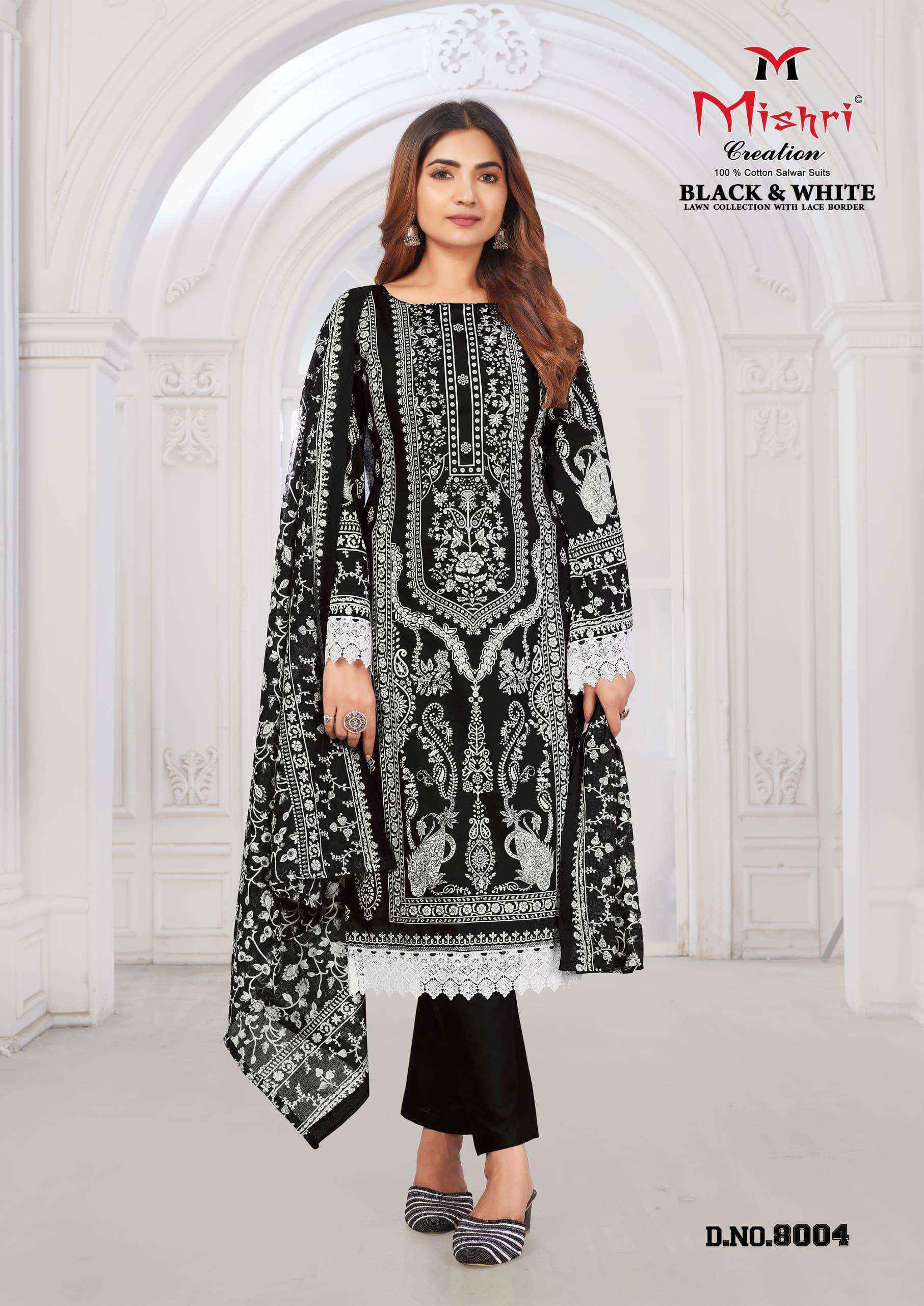 Mishri Creation Black & White Lawn Collection Vol-8 Lawn Cotton Dress Material (6 pcs Catalogue)