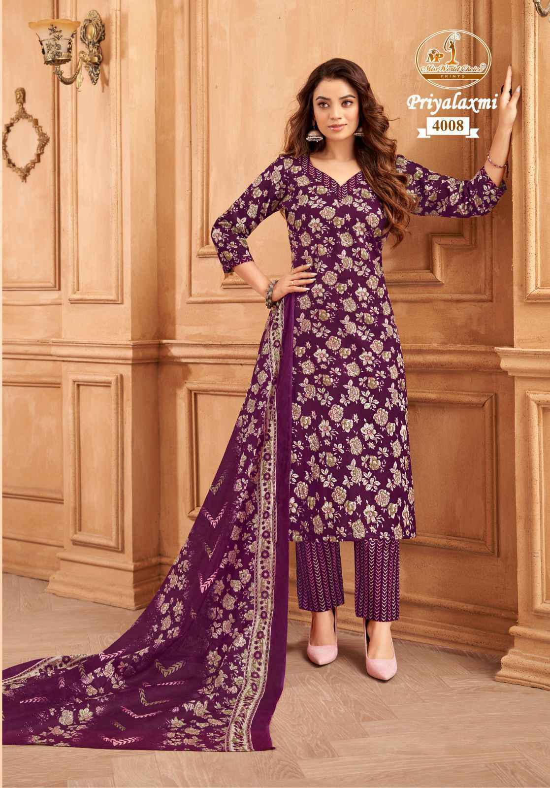 Miss World Choice Priyalaxmi Vol-4 Cotton Dress Material (10 pcs Catalogue)