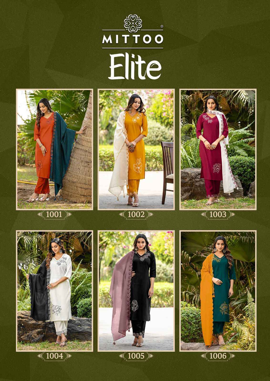Mittoo Elite Viscose Silk Readymade Suit (6 pcs Catalogue)