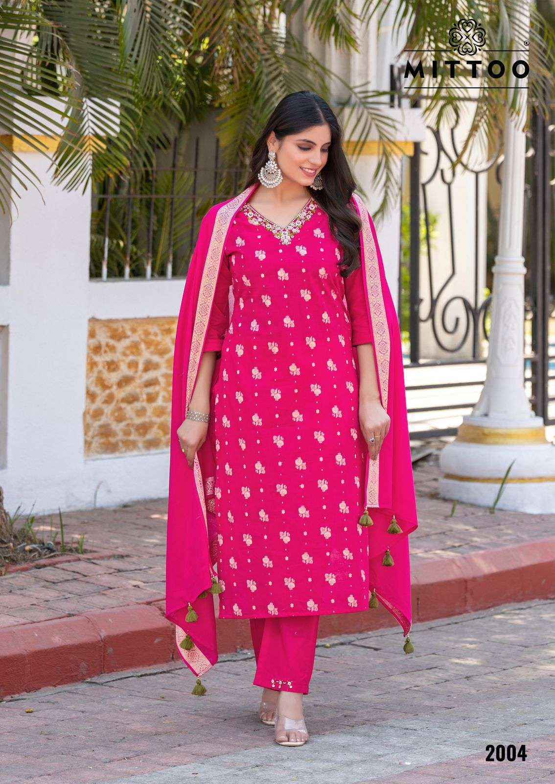 Mittoo Hansika Cotton Jacquard Readymade Suit (5 pcs Catalogue)
