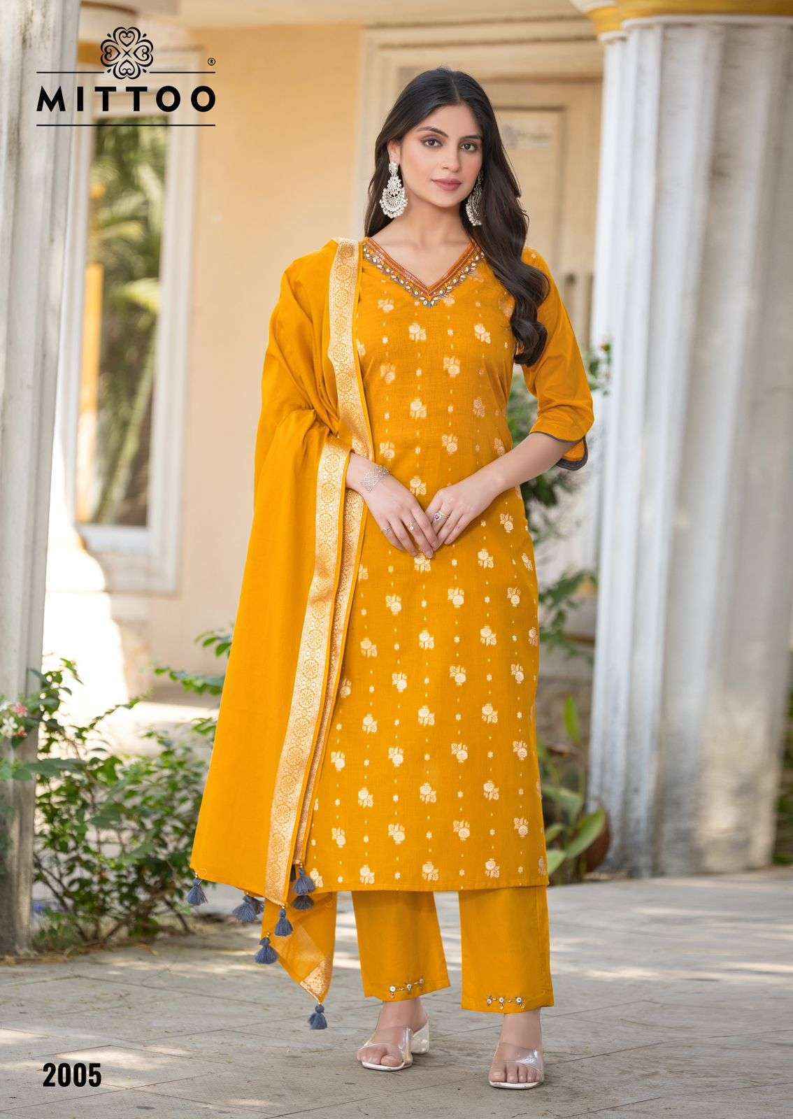 Mittoo Hansika Cotton Jacquard Readymade Suit (5 pcs Catalogue)