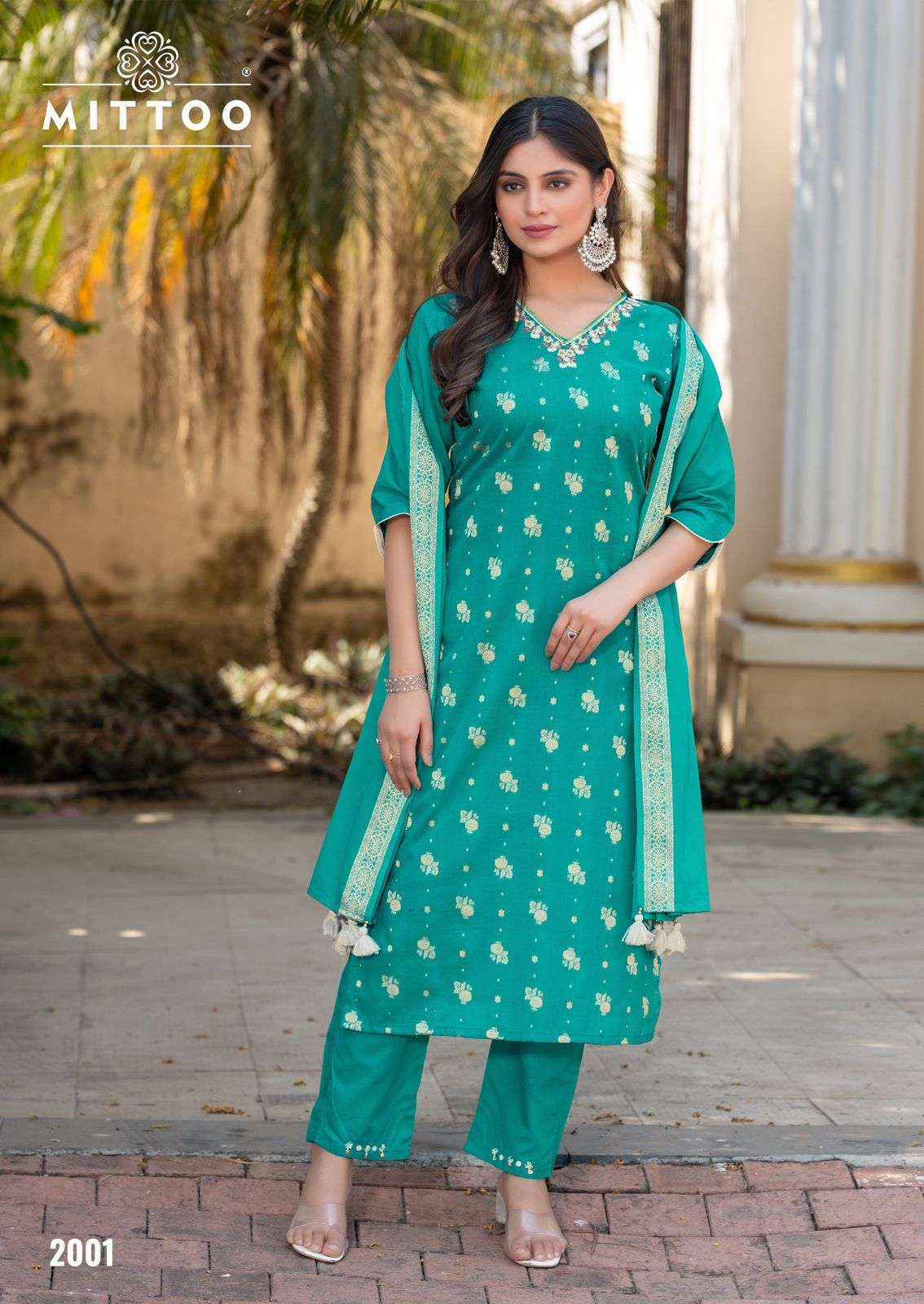 Mittoo Hansika Cotton Jacquard Readymade Suit (5 pcs Catalogue)
