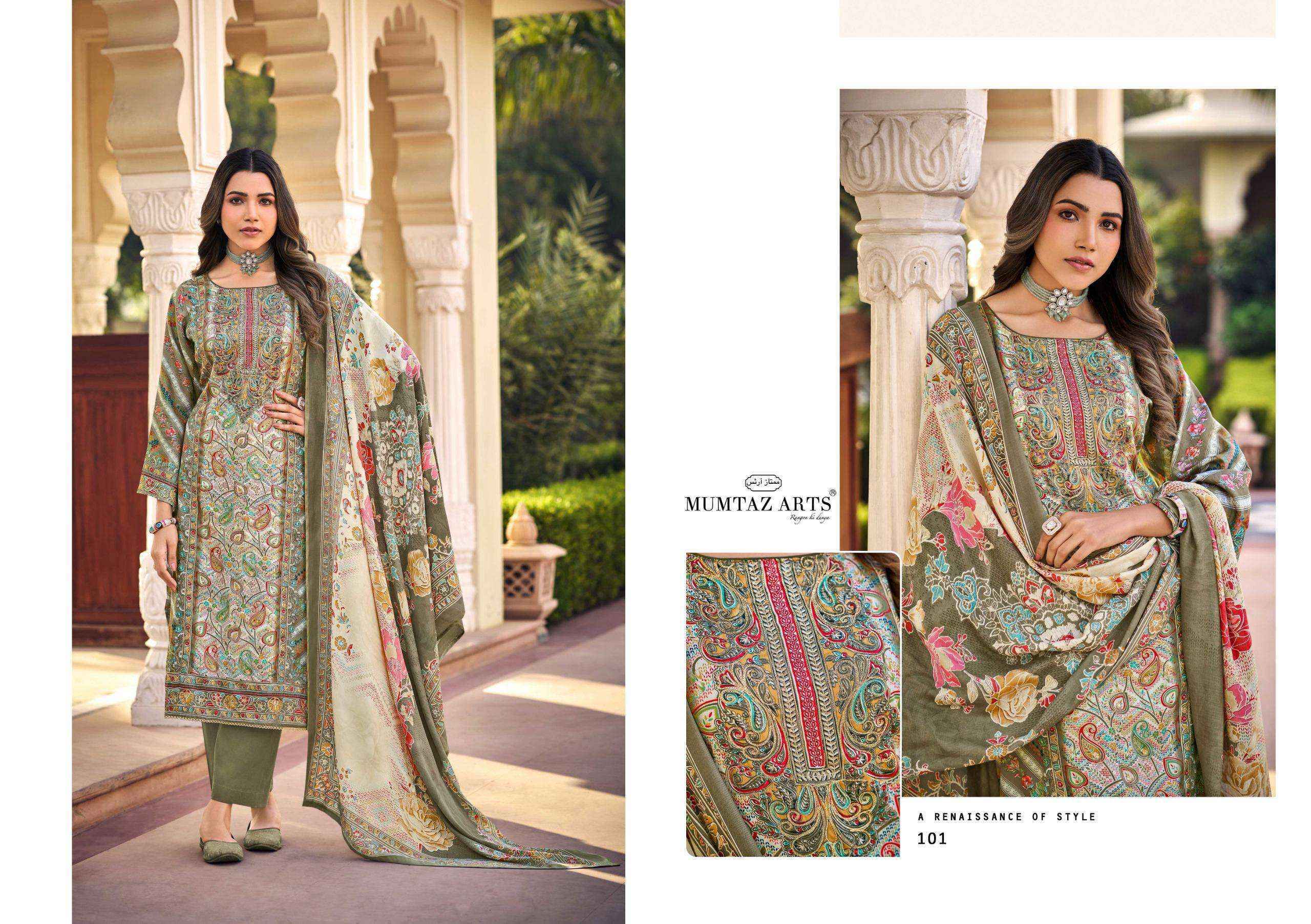 Mumtaz Arts Moksha Jam Satin Dress Material (4 pcs Catalogue)