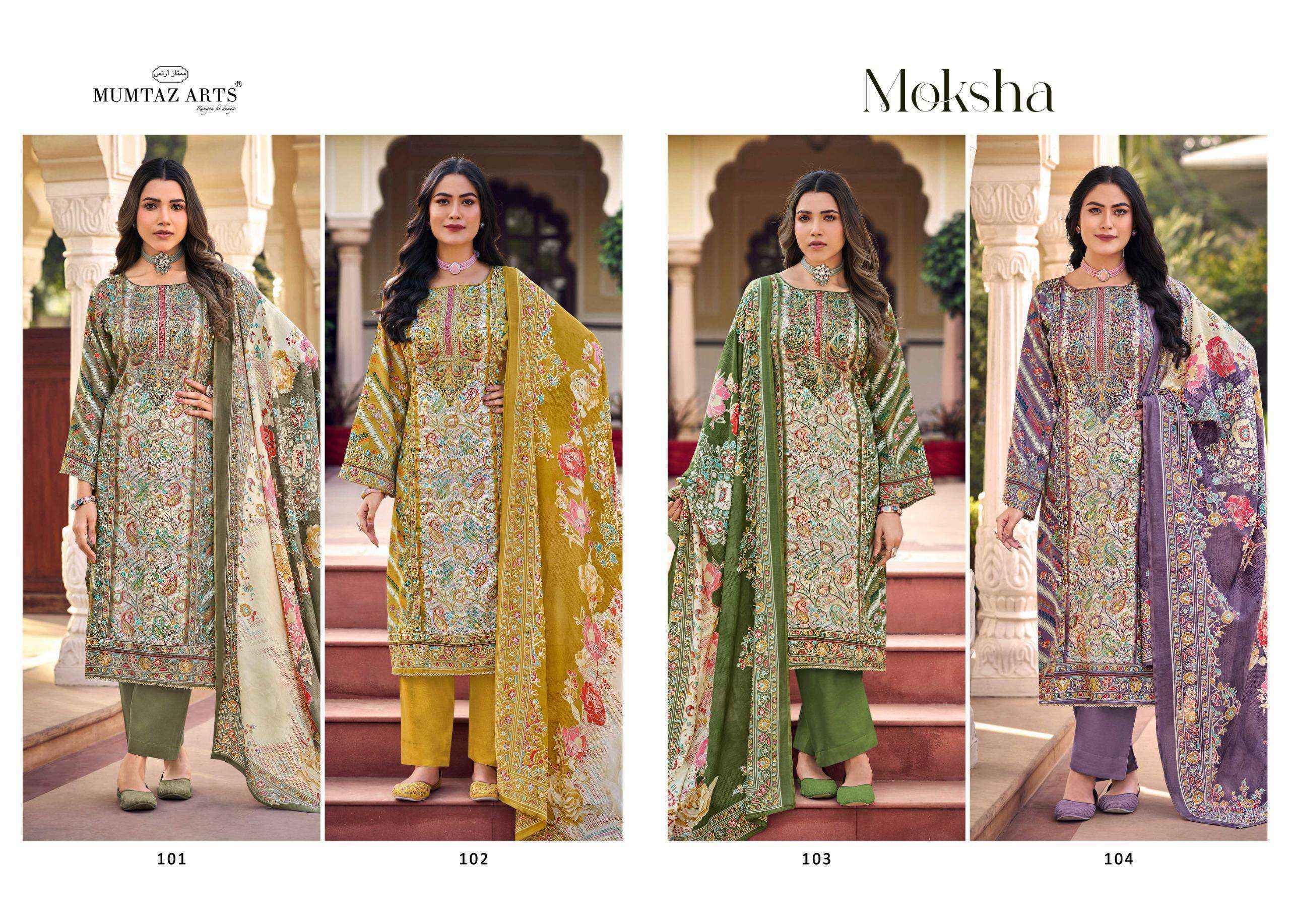 Mumtaz Arts Moksha Jam Satin Dress Material (4 pcs Catalogue)