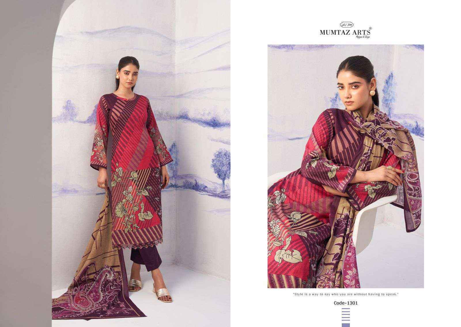 Mumtaz Arts Noor Jam Satin Dress Material 5 pcs Catalogue