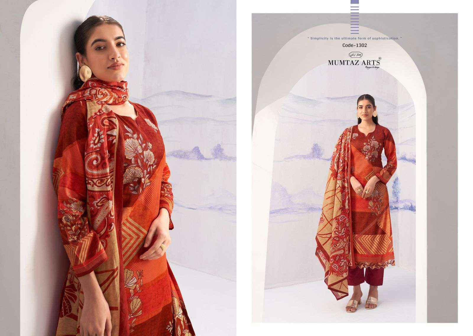 Mumtaz Arts Noor Jam Satin Dress Material 5 pcs Catalogue
