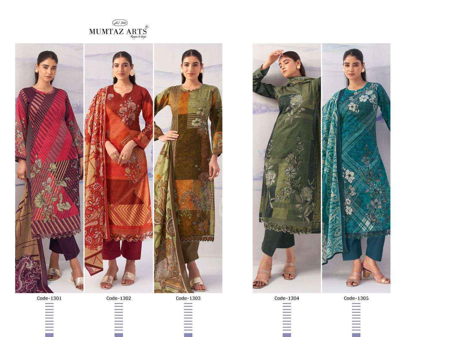 Mumtaz Arts Noor Jam Satin Dress Material 5 pcs Catalogue