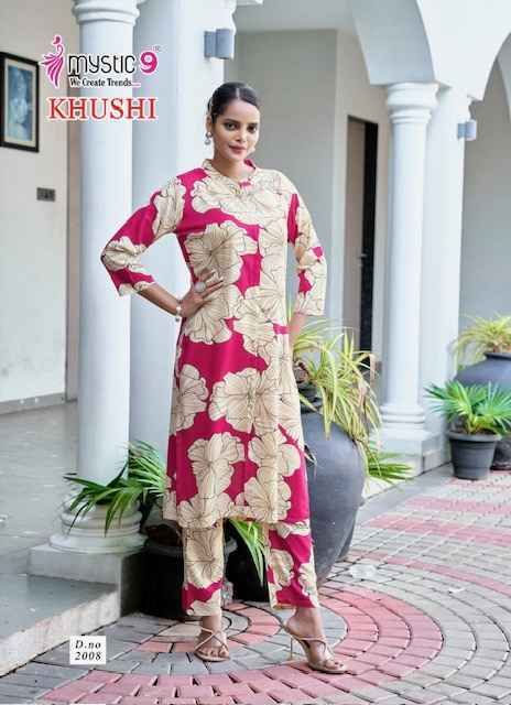 Mystic 9 Khushi Vol-2 Viscouse Kurti With Bottom (8 pcs Catalogue)
