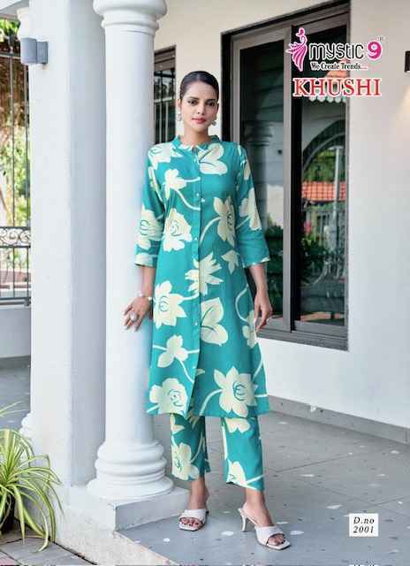 Mystic 9 Khushi Vol-2 Viscouse Kurti With Bottom (8 pcs Catalogue)