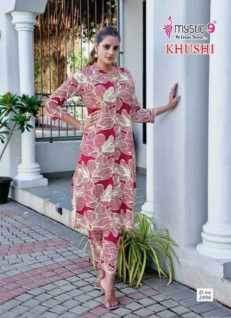 Mystic 9 Khushi Vol-2 Viscouse Kurti With Bottom (8 pcs Catalogue)