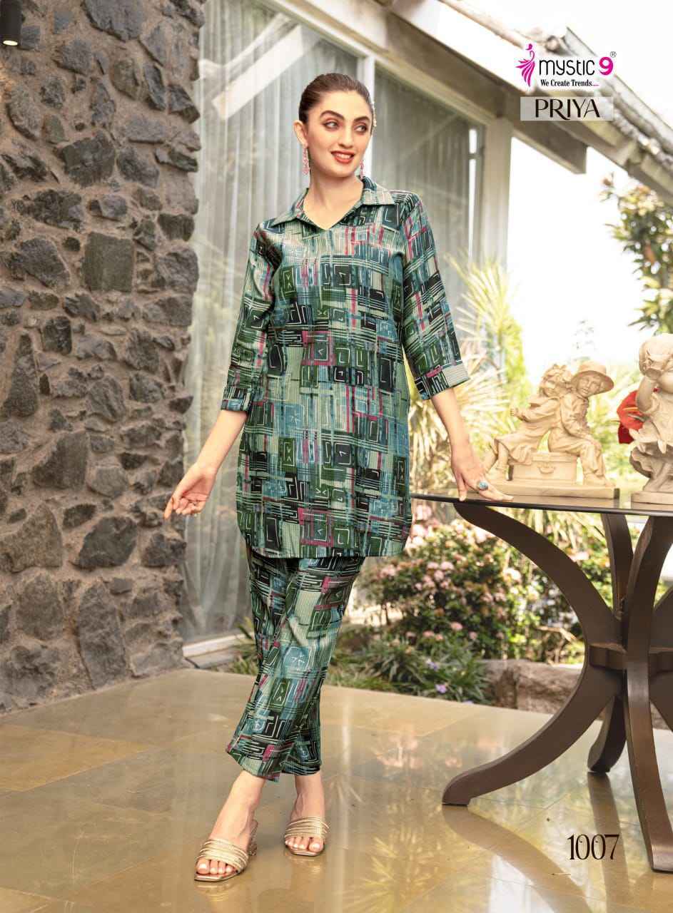 Mystic 9 Priya Vol-1 Viscouse Rayon Co Ord Set (10 pcs Catalogue)