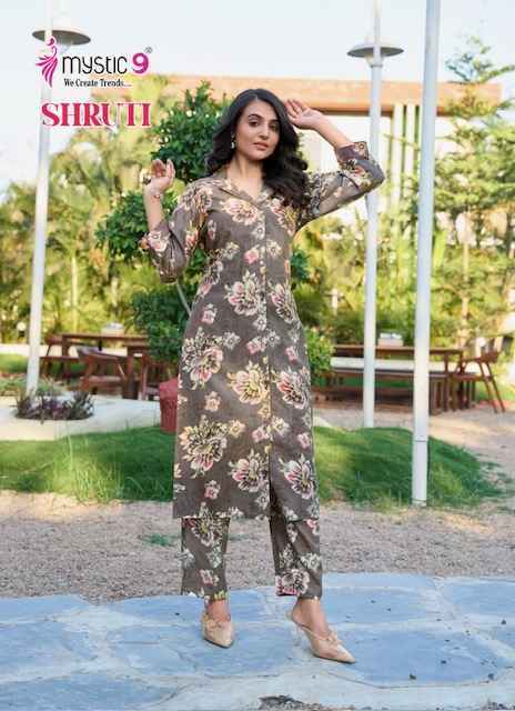 Mystic 9 Shruti Vol-1 Vertican Kurti With Bottom (6 pcs Catalogue)