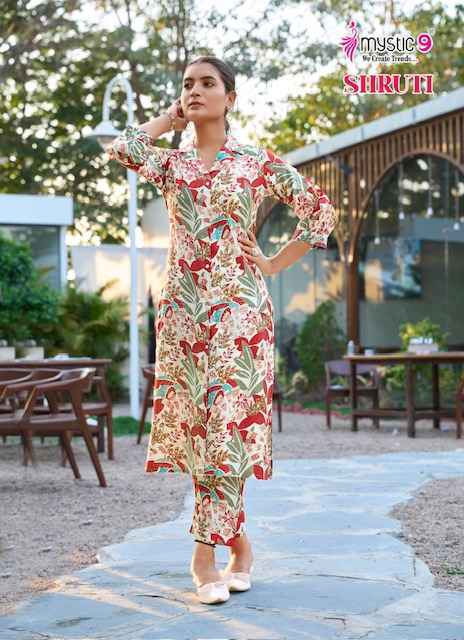 Mystic 9 Shruti Vol-1 Vertican Kurti With Bottom (6 pcs Catalogue)