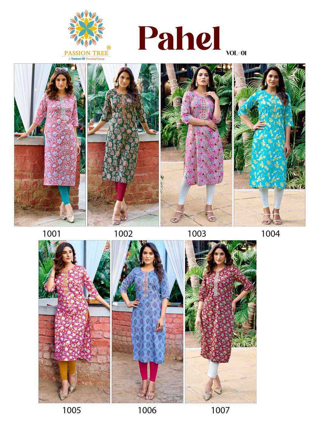 Passion Tree Pahel Vol-1 Cotton Kurti (7 pcs Catalogue)