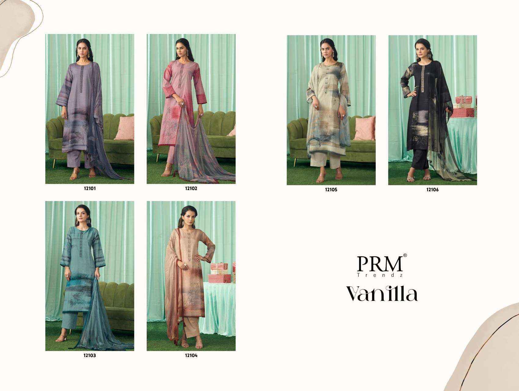 Prm Trendz Vanilla Cotton Dress Material 6 pcs Catalogue