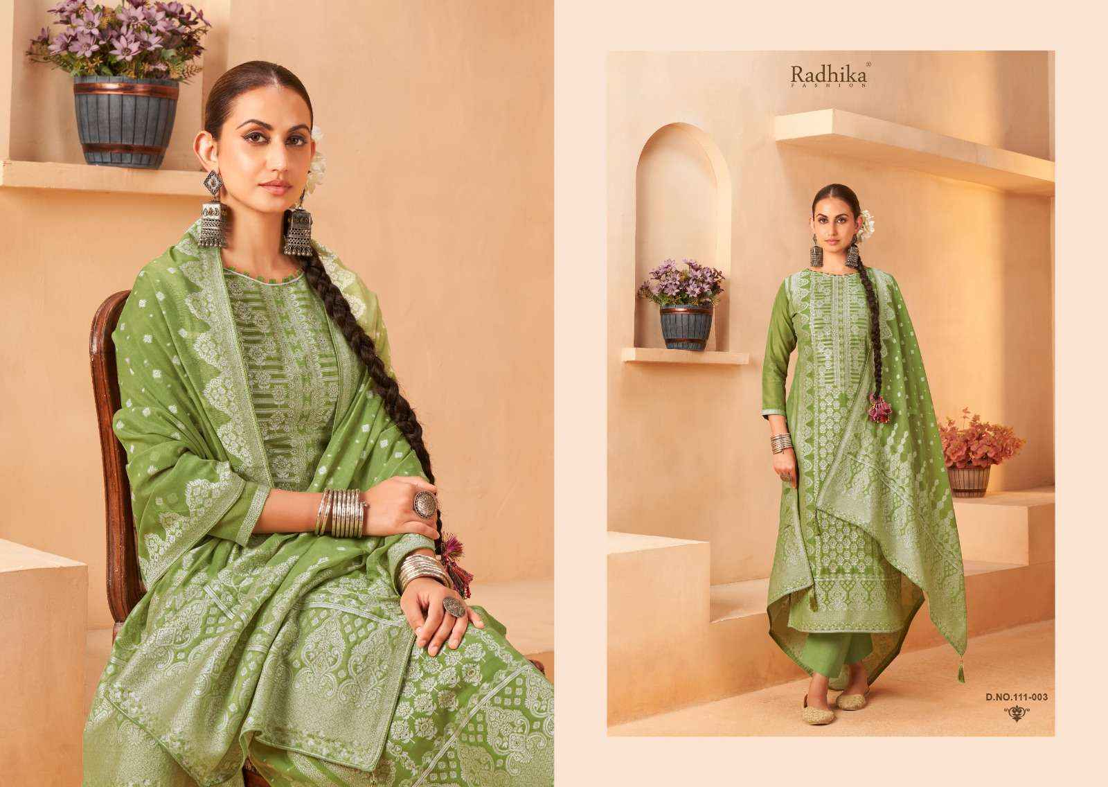 Radhika Fashion Azara Banarashi Adah Vol 5 Cotton Jacquard Dress Material 6 pcs Catalogue