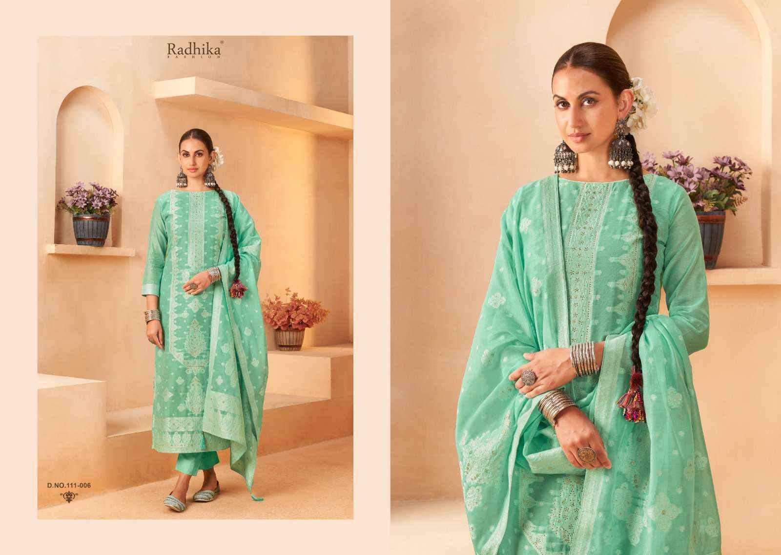 Radhika Fashion Azara Banarashi Adah Vol 5 Cotton Jacquard Dress Material 6 pcs Catalogue