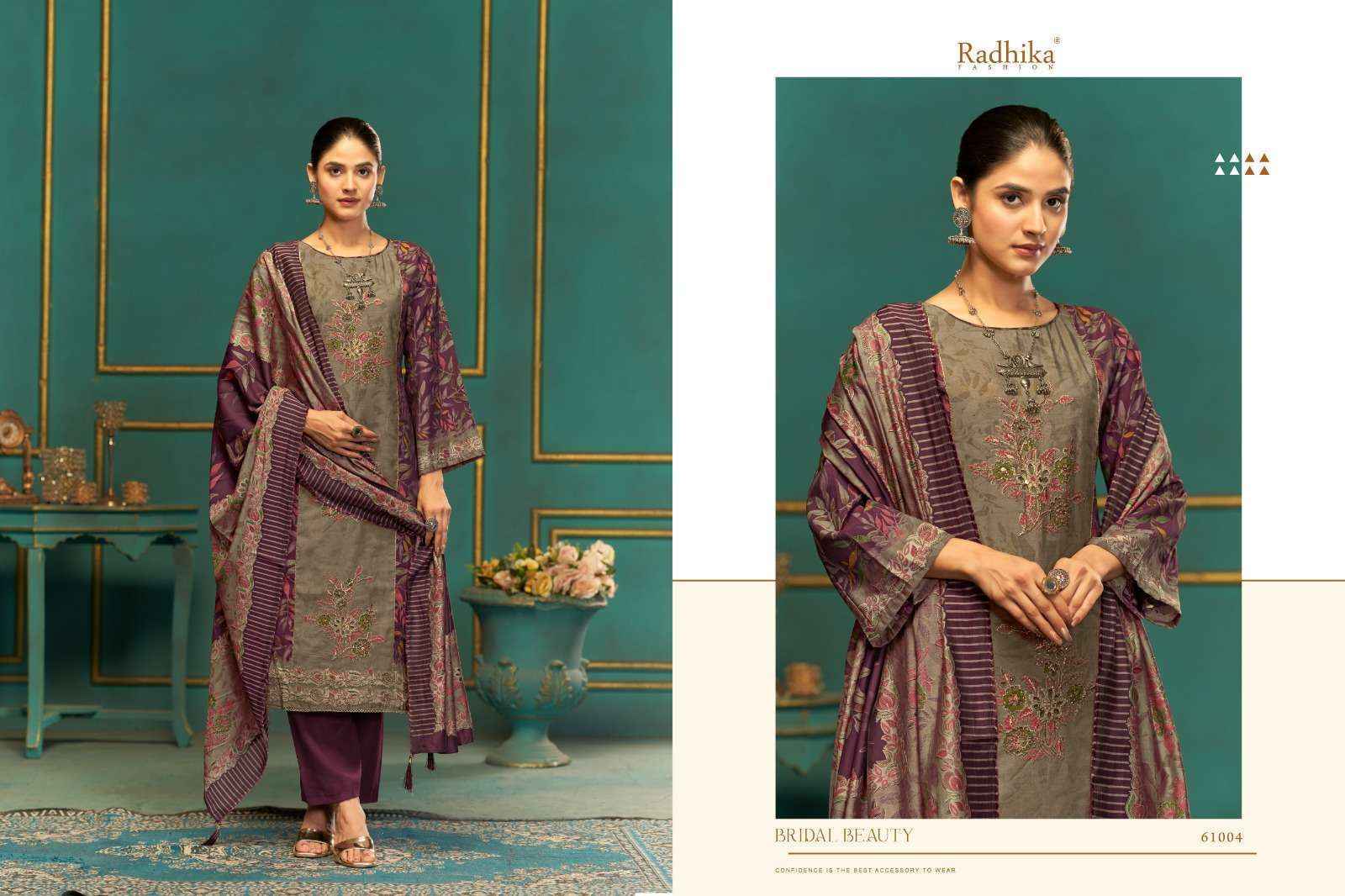 Radhika Fashion Azara Beauty Silk Vol-2 Musline Dress Material (4 pcs Catalogue)