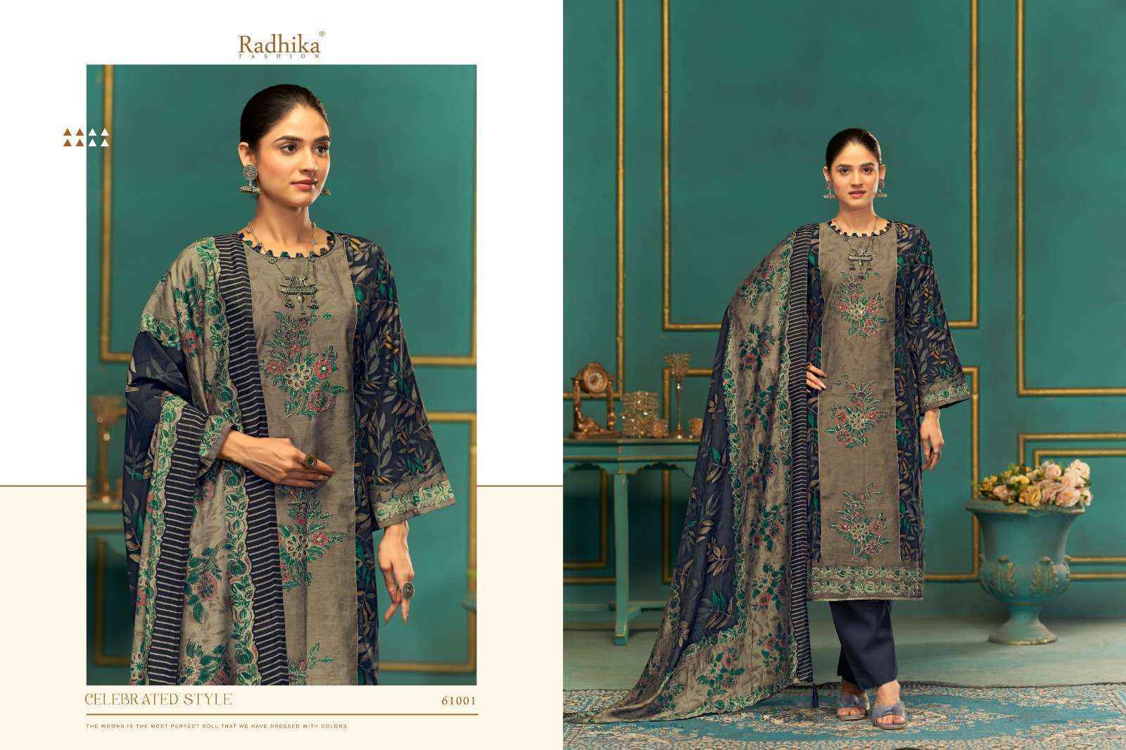 Radhika Fashion Azara Beauty Silk Vol-2 Musline Dress Material (4 pcs Catalogue)