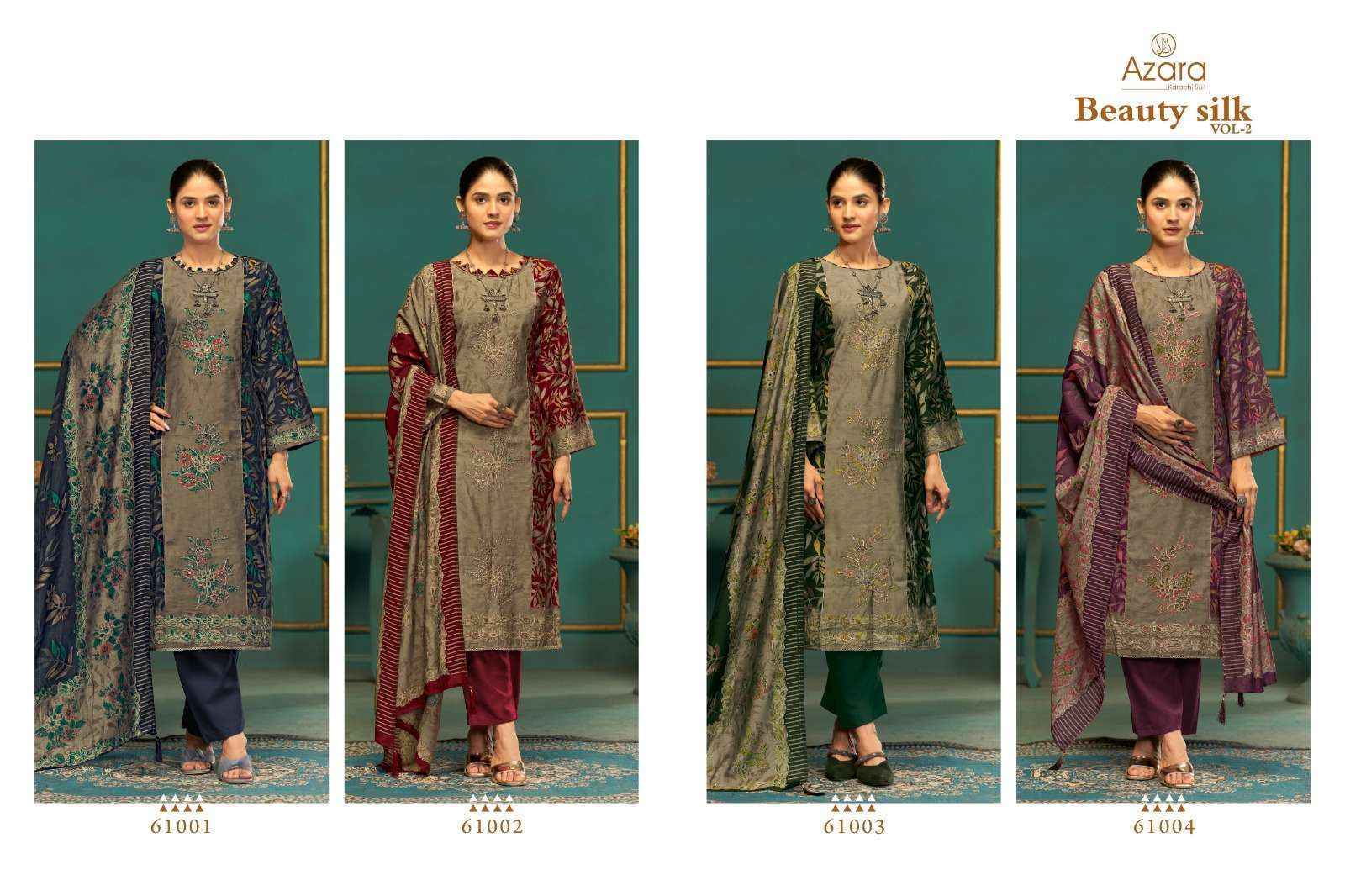 Radhika Fashion Azara Beauty Silk Vol-2 Musline Dress Material (4 pcs Catalogue)
