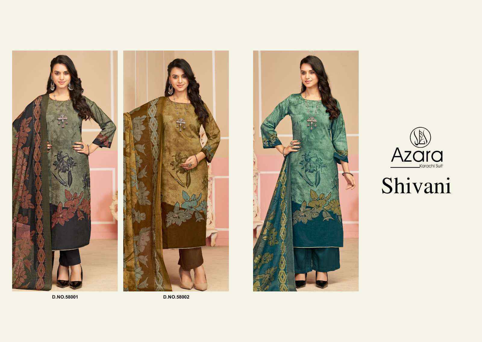 Radhika Fashion Azara shivani Lawn Cotton Dress Material (3 pcs Catalogue)